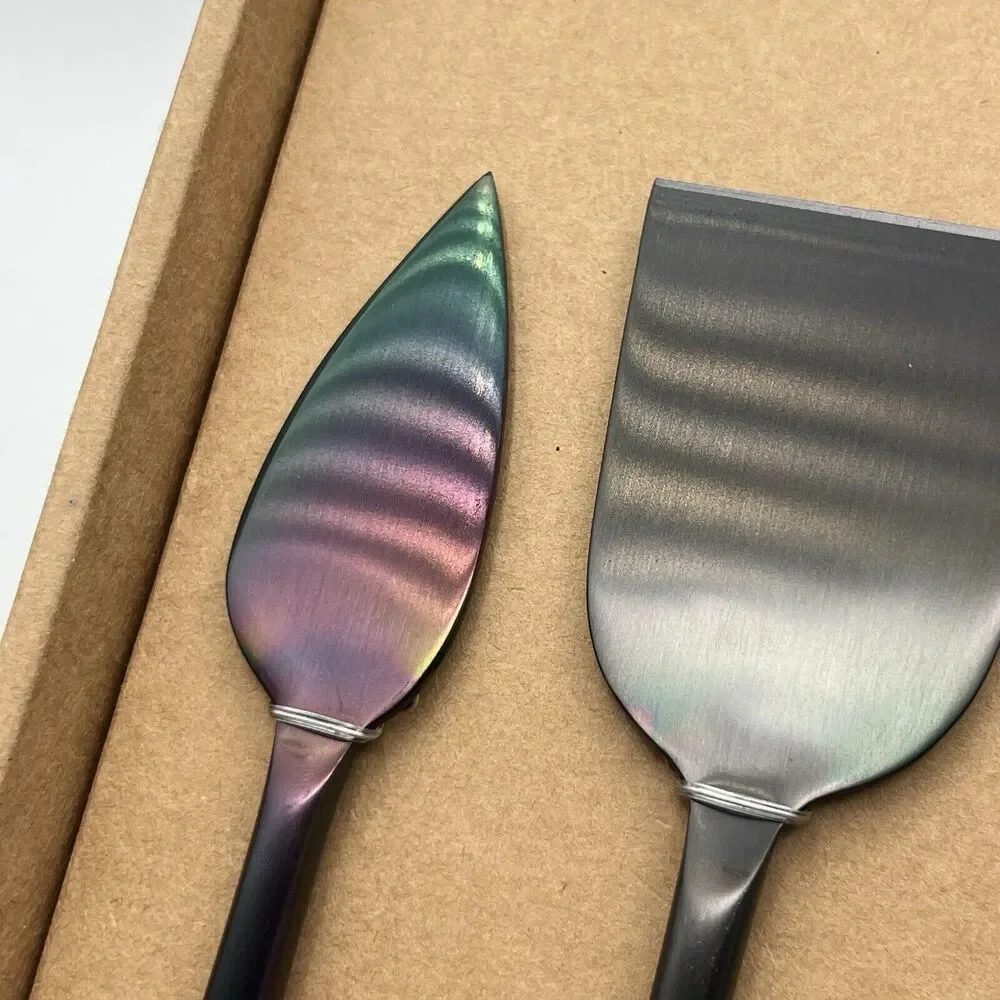 Set 4 NEW Black Pottery Barn Mason Cheese Knives Satin Gunmetal Charcuterie